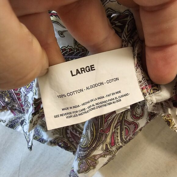 Bandolino Women's Button Up Paisley Pink Purple Tuxedo Bib Lace Detail 3/4 Large - Picture 6 of 10